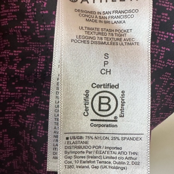 ATHLETA ULTIMATE STASH POCKET 7/8TH LEGGINGS STATIC BLACK AND FUCHSIA SIZE SMALL - Picture 14 of 14